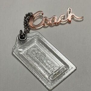 Coach Script & XL Clear Glitter Hang Tag Bag Charm